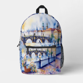 Mochila Impresa Praga - Sketch de acuarela de la República Checa |