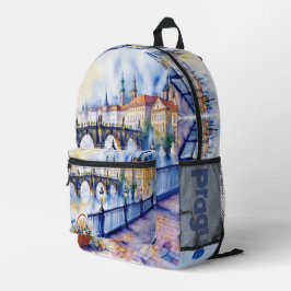 Mochila Impresa Praga - Sketch de acuarela de la República Checa |
