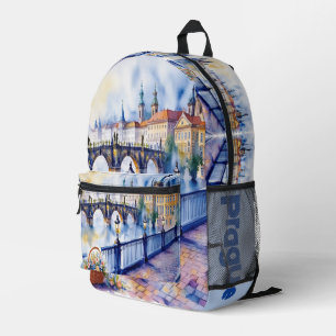 Mochila Impresa Praga - Sketch de acuarela de la República Checa