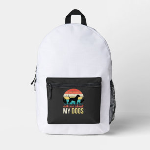 Mochila Impresa Pregúntame sobre mis perros Retro Sunset_1
