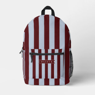 Mochila Impresa Preppy Personalizado Raya de Cabaña Marrón Azul