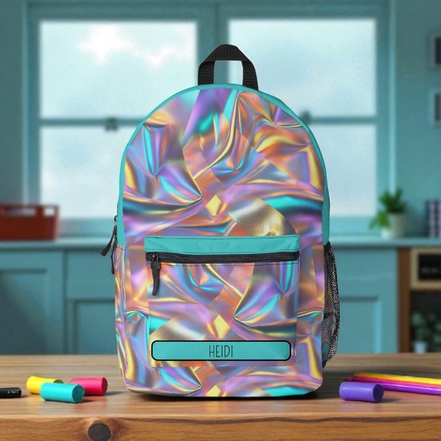 Mochila Impresa Pretty Pastel Holographic Rainbow Metallic  (Subido por el creador)