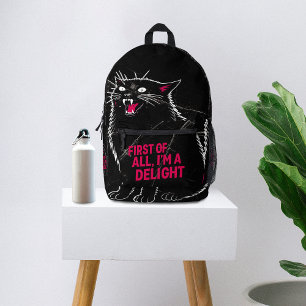 Mochila Impresa Primero que nada soy un delicioso gato negro rugie