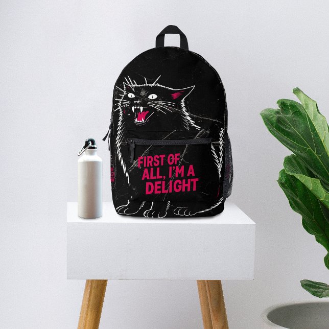 Mochila Impresa Primero que nada soy un delicioso gato negro rugie (Subido por el creador)