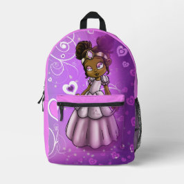 Mochila Impresa Princesa afroamericana sobre