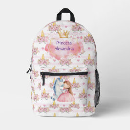 Mochila Impresa Princesa personalizado Unicorn Rosa