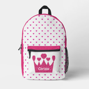 Mochila Impresa Princesa rosa de la corona personalizada