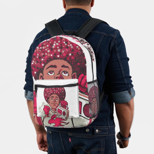 Mochila Impresa Print Cut Sew Backpack YOUTH Power Afro & Boombox (Insitu (Modelo))