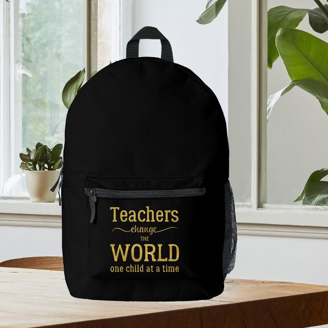 Mochila Impresa Profesor cita inspiradora oro negro (Subido por el creador)
