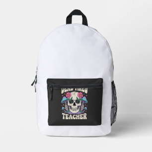 Mochila Impresa Profesor Muy Cansado Cráneo Hongo Halloween Gráfic