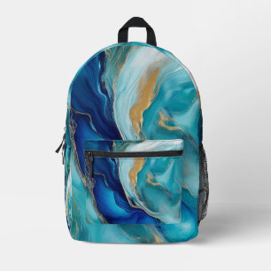 Mochila Impresa Profundidades Teal: Impresiones Abstractas Oceánic