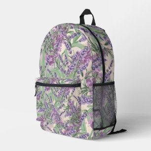 Mochila Impresa Profusión de lavanda Polvo de lavanda Floral rústi