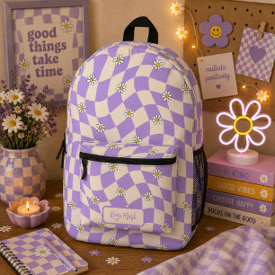 Mochila Impresa Psicodélico Groovy Daisy Cuadros, Y2K 90s
