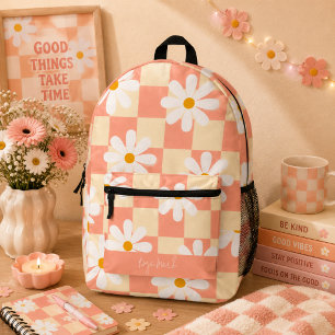 Mochila Impresa Psicodélico Groovy Daisy Floral Cuadro