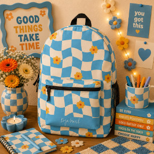 Mochila Impresa Psicodélico Groovy Floral Cuadros
