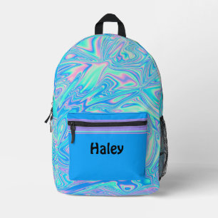 Mochila Impresa Psicodélico Multicolor Azul, Acuático, Rosa 