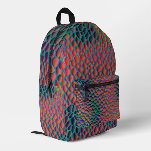 Mochila Impresa Psychedelic 3D Snake Skin Backpack – Colorful Rept (Esquina izquierda trasera)