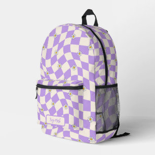 Mochila Impresa Psychedelic Groovy Daisy Checkerboard, años 2000