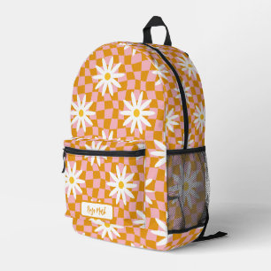 Mochila Impresa Psychedelic Groovy Daisy Checkerboard, años 2000