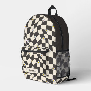 Mochila Impresa Psychedelic Groovy Daisy Checkerboard, años 2000