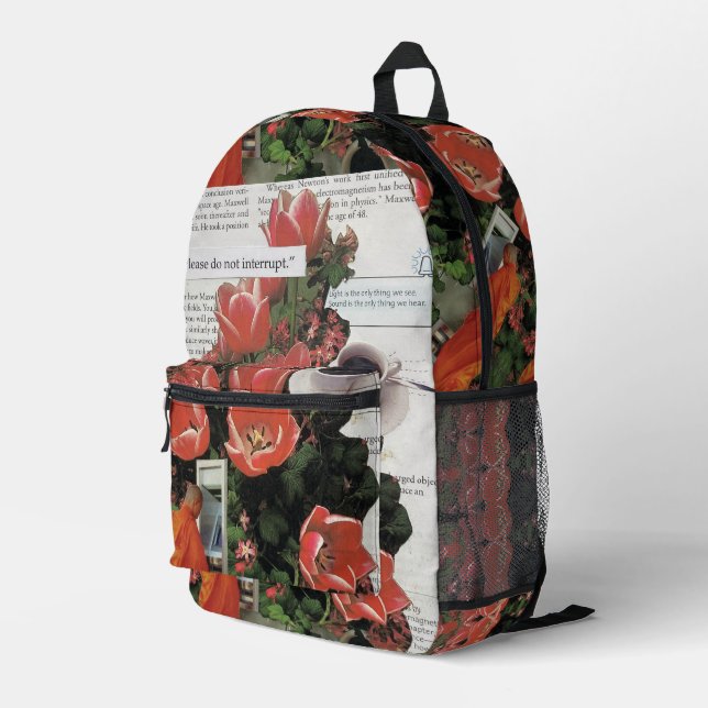 Mochila Impresa Psychedelic Tulip Floral Buddhist Monk ATM Quotes (Esquina derecha trasera )