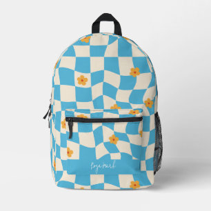 Mochila Impresa Psychedely Groovy Floral Checkerboard