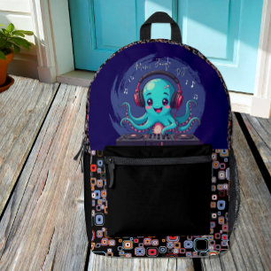 Mochila Impresa Pulpo DJ sonriente, Jungla de Música Feliz
