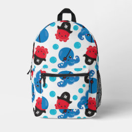 Mochila Impresa Pulpo pirata, patrón de pulpo, animales marinos