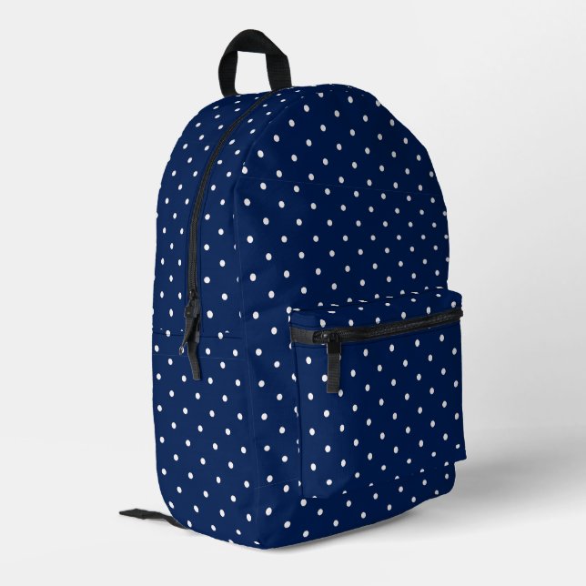Mochila Impresa Punto de polka azul oscuro (Esquina izquierda trasera)