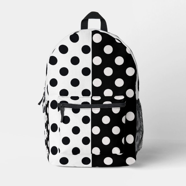 Mochila Impresa Punto de Polka Inverso de la mitad de color blanco (Anverso)