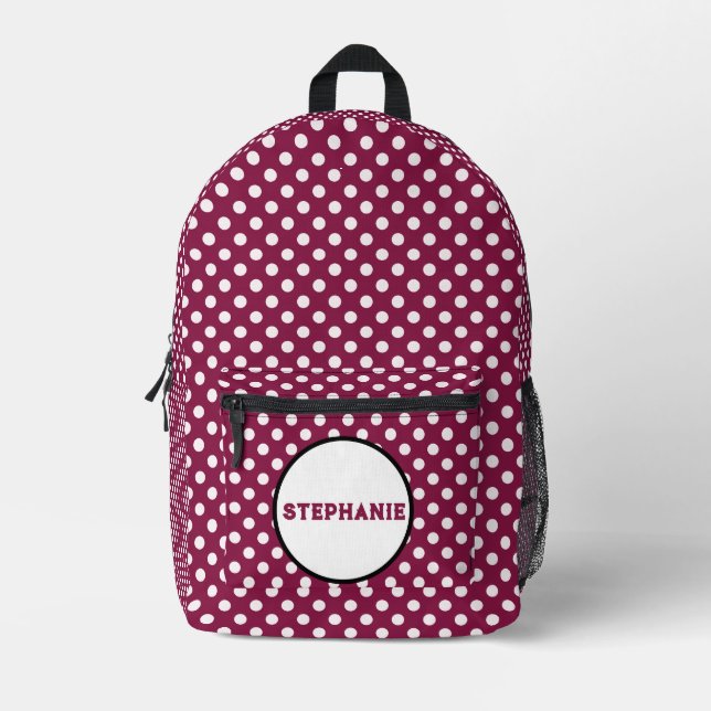 Mochila Impresa Punto de polka rosa (Anverso)
