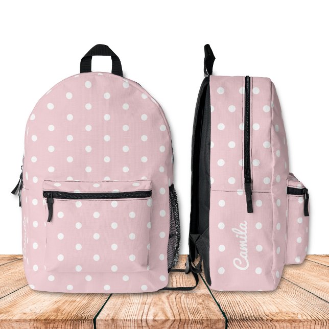 Mochila Impresa Punto Pálido Rosa (Personalize this girl backpack with your name)