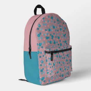 Mochila Impresa puntos azules, turquesa, malva y rosa