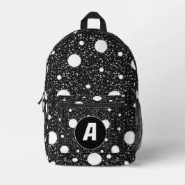 Mochila Impresa Puntos blancos negros modernos - Letra inicial mon
