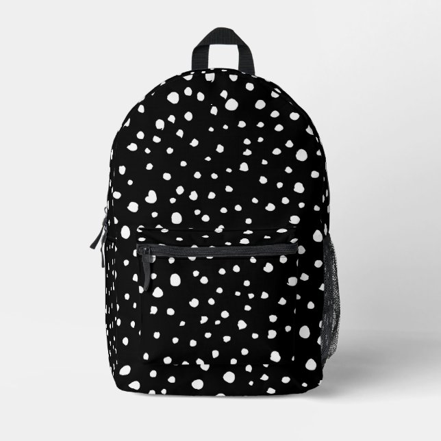 Mochila Impresa Puntos dálmatas, puntos dálmatas, blanco y negro (Anverso)