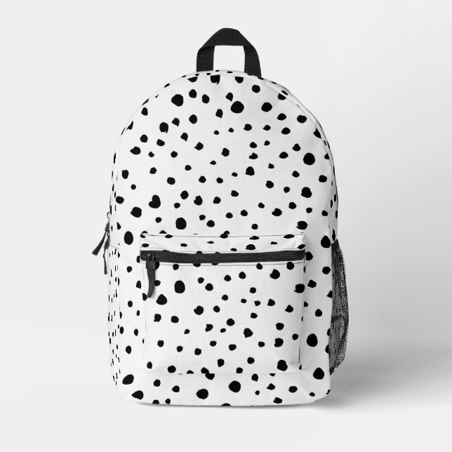 Mochila Impresa Puntos dálmatas, puntos dálmatas, blanco y negro (Anverso)