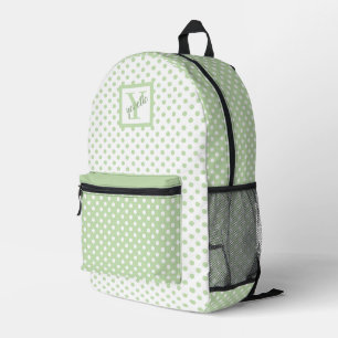 Mochila Impresa Puntos de polka blancos y verdes