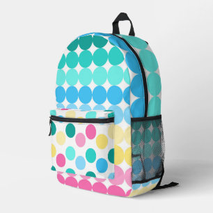MOCHILA IMPRESA PUNTOS DE POLKA DE AQUÍ AMARILLO ROJO AZUL ROJO