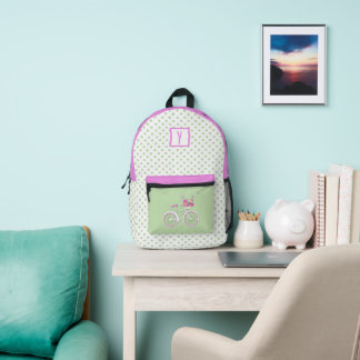 Mochila Impresa Puntos de polka de bonito y bicicletas personaliza