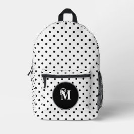 Mochila Impresa Puntos de polka negros y blancos