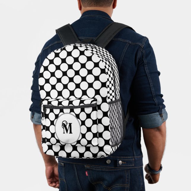 Mochila Impresa Puntos de polka negros y blancos (Insitu (Modelo))