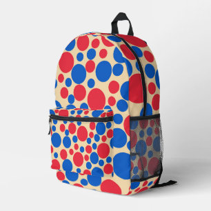 Mochila Impresa Puntos Rojos Y Azules Sobre Tan