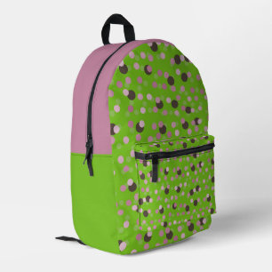 Mochila Impresa Puntos verdes, rosados y marrones
