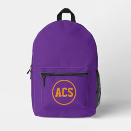 Mochila Impresa Purple and Orange School Colors and Letters