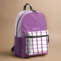 Purple Gingham Plaid Personalized Name Initiatives