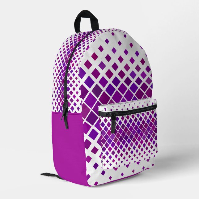 Mochila Impresa Purple Magenta Diamantes Design Back Pack (Esquina izquierda trasera)