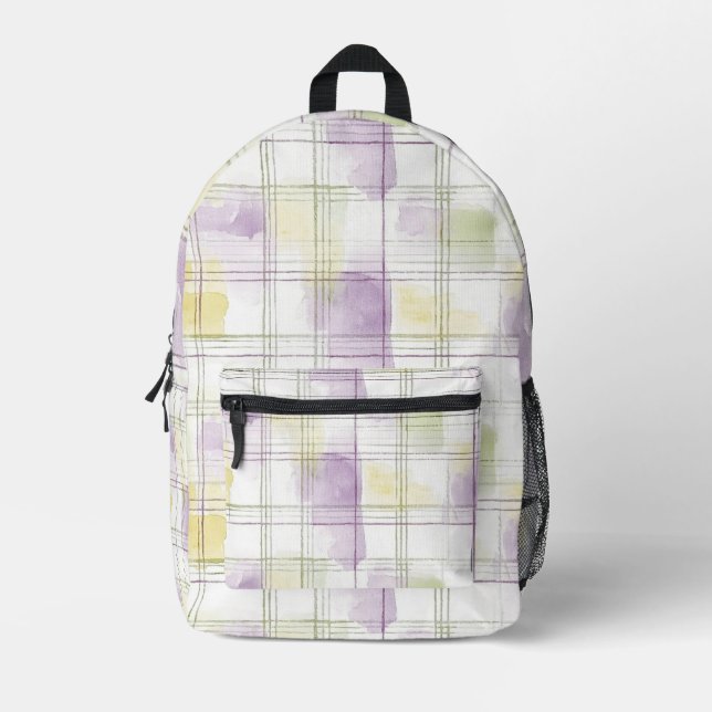 Mochila Impresa Purple Yellow Green White Plaid (Anverso)