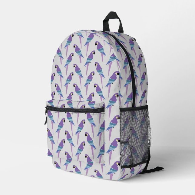 Mochila Impresa Púrpura de loros (Esquina derecha trasera )