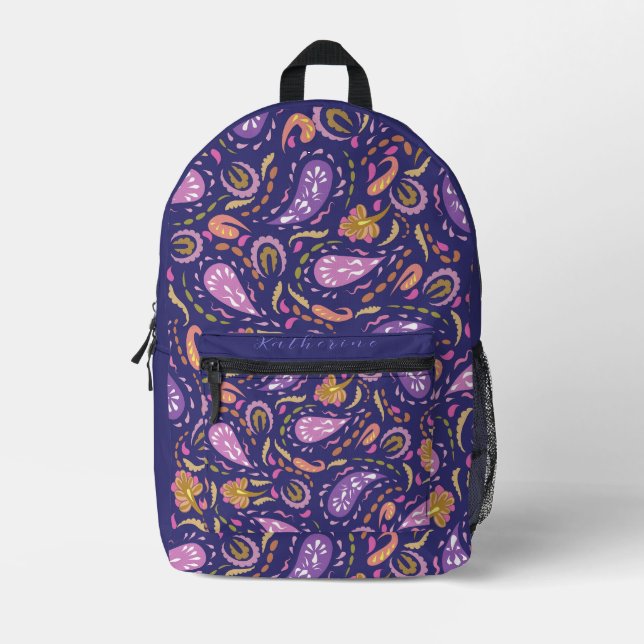 Mochila Impresa Púrpura Paisley (Anverso)