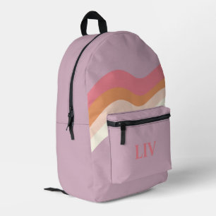 Mochila Impresa Púrpura rosa rosado retro